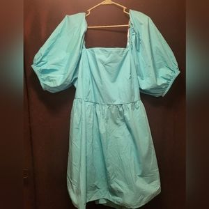 Blue puffy sleeve dress